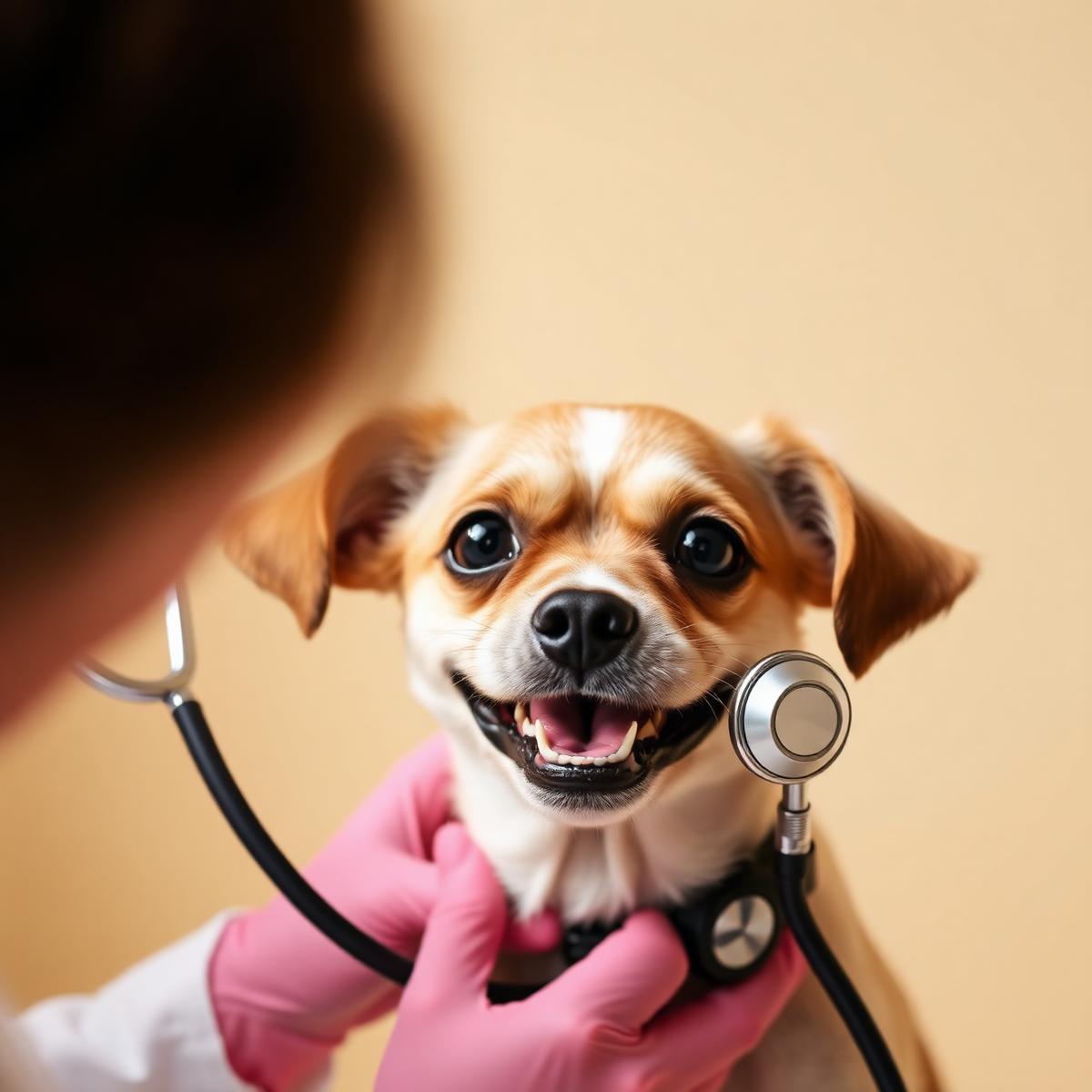 Cachorro sorrindo durante consulta